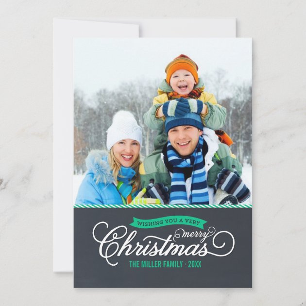 Chalkboard Script Christmas Photo Card