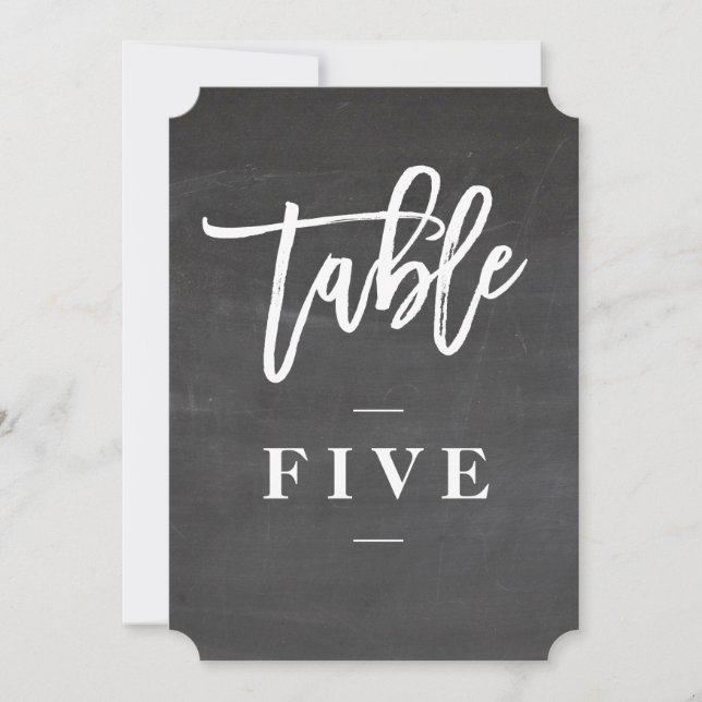 Chalkboard script rustic table number (Front)