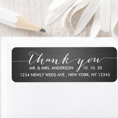 Chalkboard Script Wedding Thank You Label