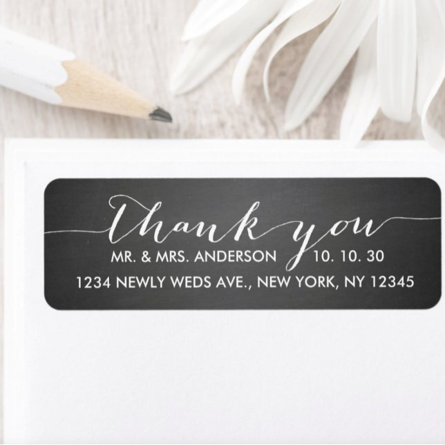 Chalkboard Script Wedding Thank You Label (Creator Uploaded)