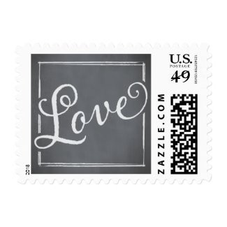 Chalkboard Script White Love Postage Stamps