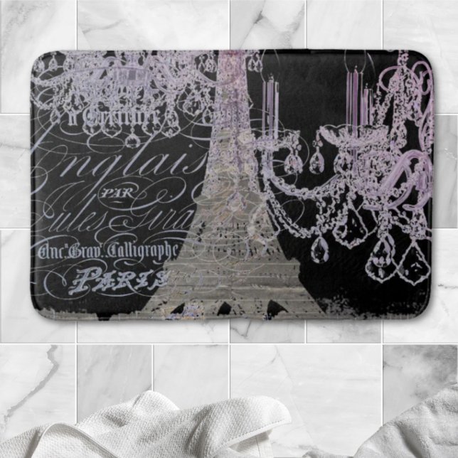 chalkboard scripts chandelier paris eiffel tower bath mat (chalkboard scripts chandelier paris eiffel tower bath mat)