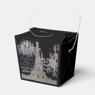 chalkboard scripts chandelier paris eiffel tower favor boxes