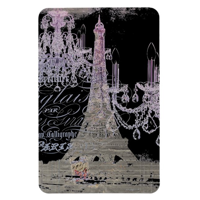 chalkboard scripts chandelier paris eiffel tower magnet (Vertical)