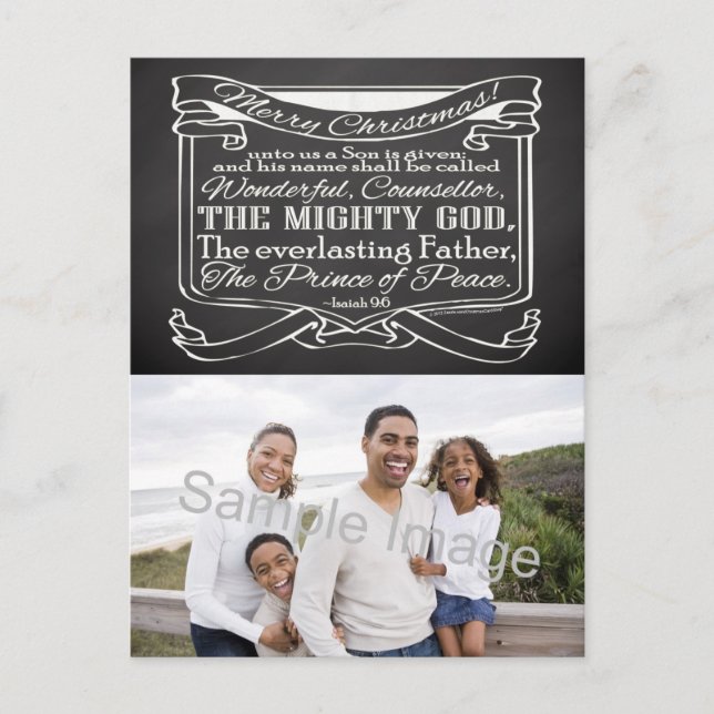 Chalkboard Scripture Christmas Holiday Postcard (Front)