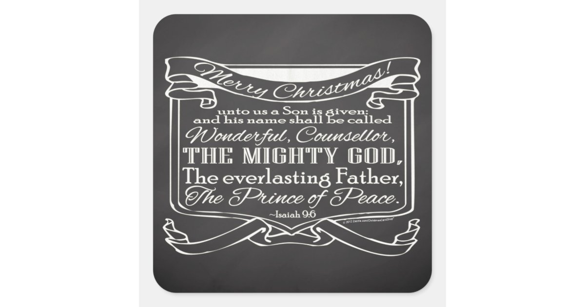 Chalkboard Scripture Christmas Square Sticker Zazzle