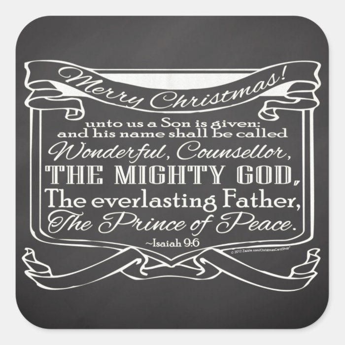 Chalkboard Scripture Christmas Square Sticker