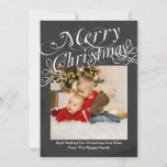 Chalkboard Scroll Font Merry Christmas Template<br><div class="desc">Great flat greetings card for Christmas Chalkboard and white fancy Scroll Font Merry Christmas Template  ..  X-Mas / holiday flat cards for you to personalize with your own photo and text .. from Ricaso
 other colors available in store 
 CHANGE THE SAMPLE PHOTO TO ONE OF YOUR OWN</div>