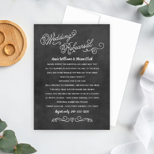 Chalkboard Scrollwork Wedding Rehearsal Dinner Invitation