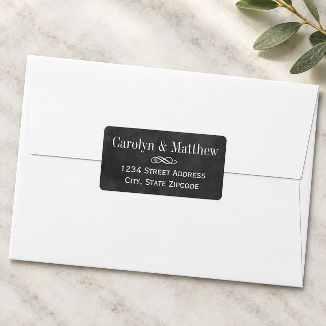 Chalkboard Scrollwork Wedding Return Address Label (Creator Uploaded)