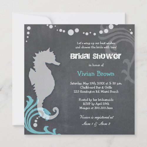 Sea Horse + Chalkboard Bridal Shower Invitations
