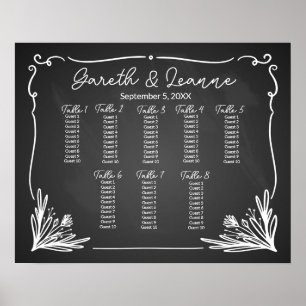Chalkboard seating table plan wedding poster