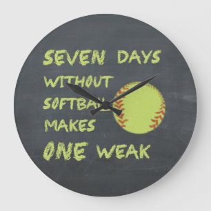Chalkboard Seven Days Without Softball Large Clock