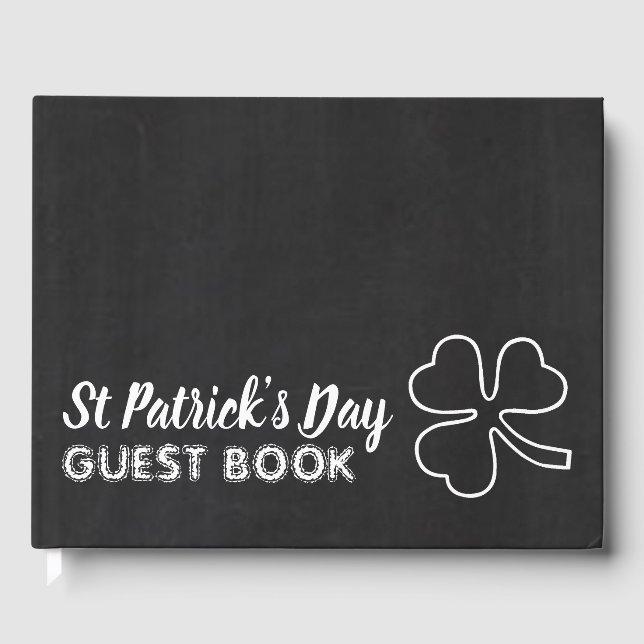 Chalkboard Shamrock, St Patrick's Day Guest Book (Front)