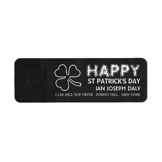 Chalkboard Shamrock, St Patrick's Day Label (Front)
