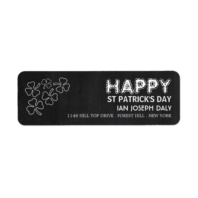 Chalkboard Shamrock, St Patrick's Day Label (Front)