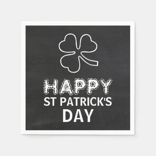 Chalkboard Shamrock St Patricks Day Party Napkins