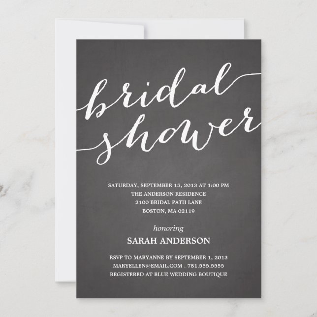 CHALKBOARD SHOWER | BRIDAL SHOWER INVITATION (Front)
