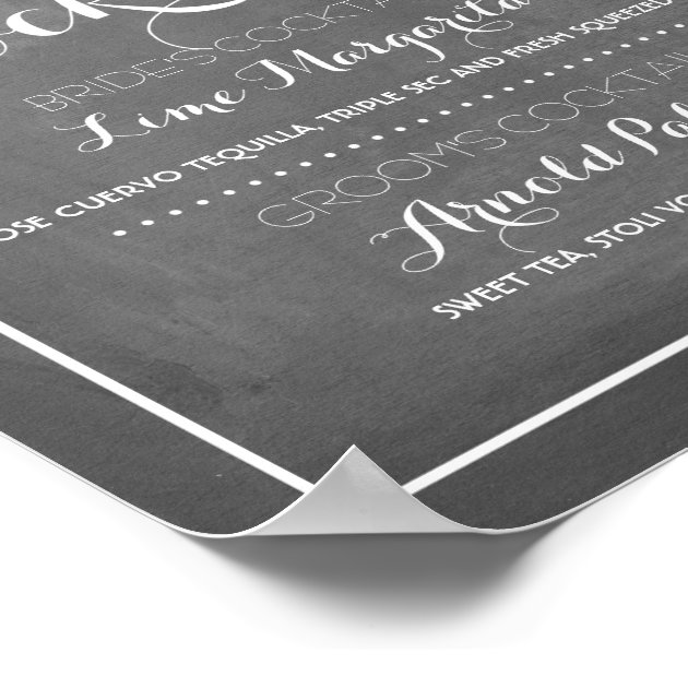 Chalkboard Signature Drink Menu | Wedding Decor Poster