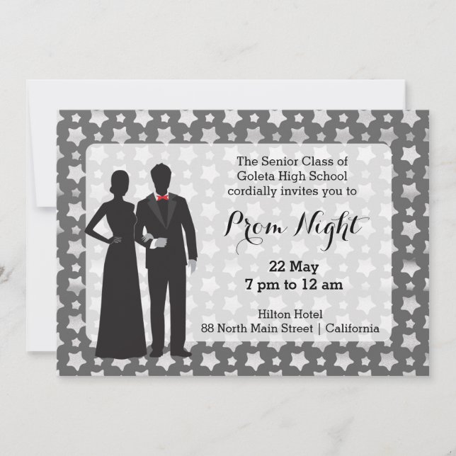 Chalkboard Silhoutte Couples Invitation (Front)
