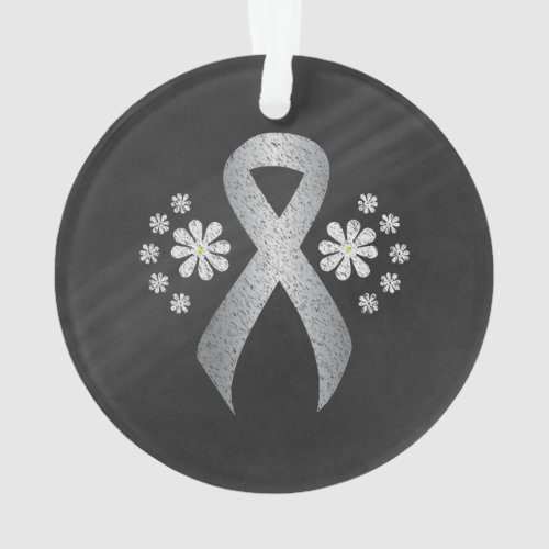 Chalkboard Silver Awareness Ribbon Ornament