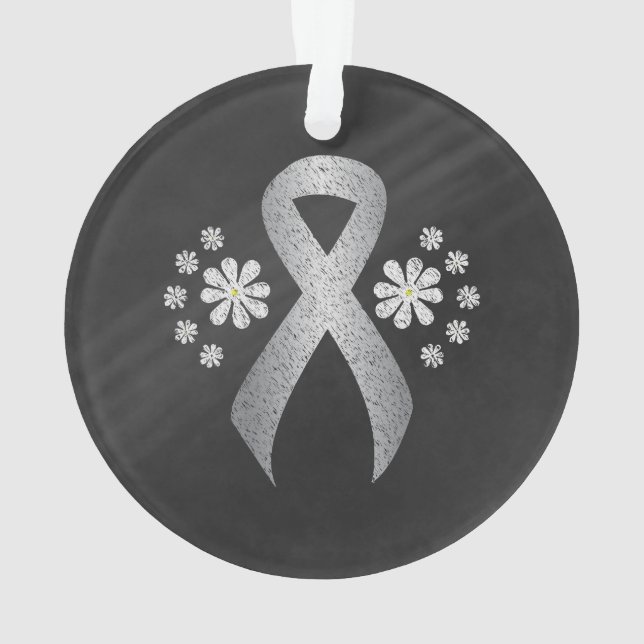 Chalkboard Silver Awareness Ribbon Ornament (Back)