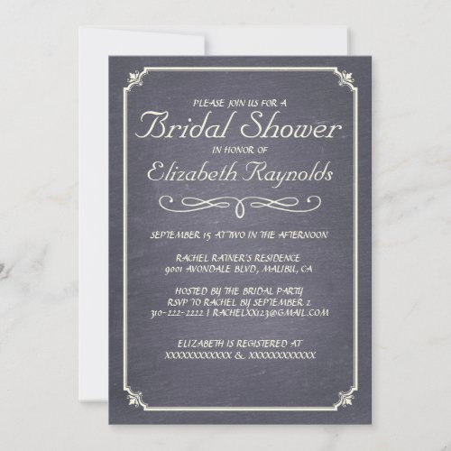 Chalkboard Silver Bridal Shower Invitations