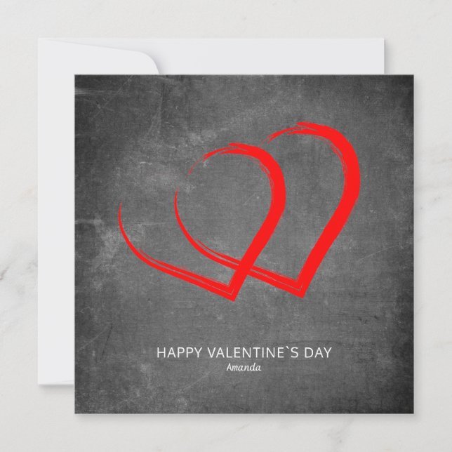 Chalkboard Simple Hearts Valentine`s day Modern Holiday Card (Front)