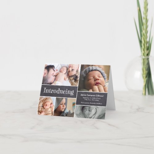 Chalkboard Simple Introducing Baby Multiple Photos Announcement