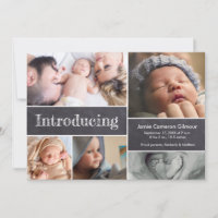 Chalkboard Simple Introducing Baby Multiple Photos Announcement