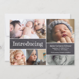 Chalkboard Simple Introducing Baby Multiple Photos Announcement
