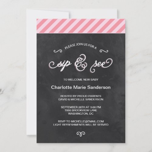 Chalkboard Sip and See Invitation