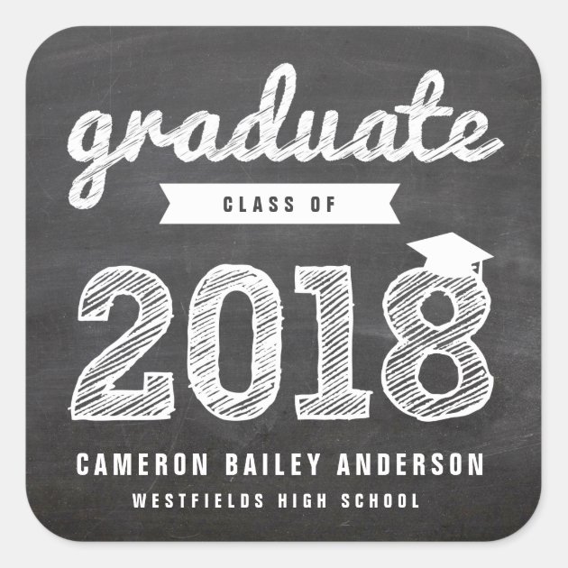 Chalkboard Sketch 2018 Classic Graduation Stickers