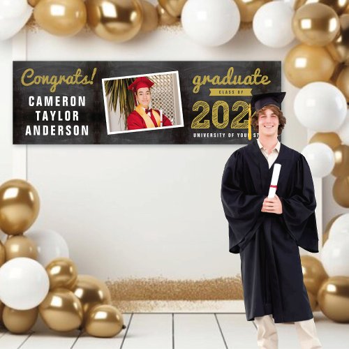 Chalkboard Sketch 2024 Congrats Photo Graduation Banner