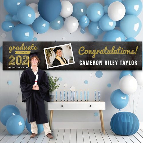 Chalkboard Sketch 2024 Photo Graduation Party Banner