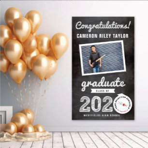 Chalkboard Sketch 2026 Photo Graduation Party Banner