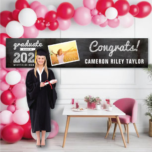 Chalkboard Sketch Class Of 2026 Photo Grad Party Banner