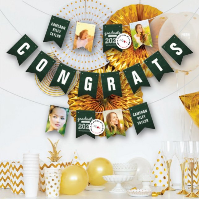 Chalkboard Sketch Class Of 2026 Photo Grad Party Bunting Flags (Chalkboard Sketch Class Of 20YY Photo Grad Party Bunting Flags by fat*fa*tin @ Zazzle)