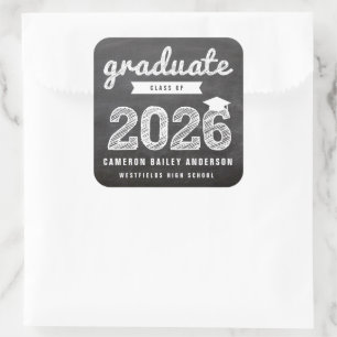 Chalkboard Sketch Graduate Class Of 2025 Grad Square Sticker