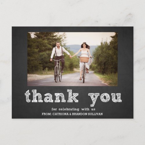 Chalkboard Sketch Typography Thank You Postcard