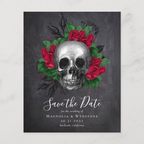 Chalkboard Skull Gothic Halloween Save the Date