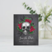 Chalkboard Skull Gothic Halloween Save the Date (Standing Front)