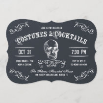 Chalkboard Skull Halloween Cocktail Party Invitation