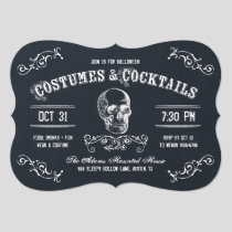 Chalkboard Skull Halloween Cocktail Party Invitation