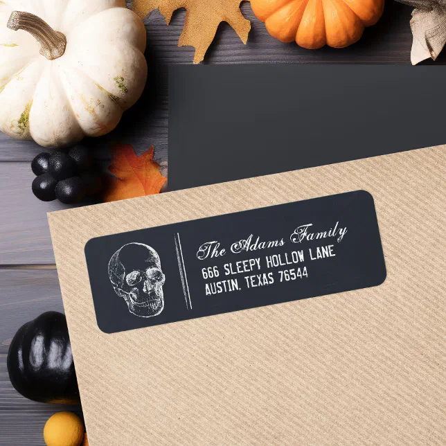 Chalkboard Skull Halloween Return Address Labels | Zazzle