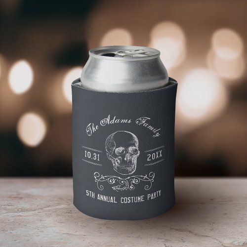 Chalkboard Skull Personalized Halloween Party Can Cooler
