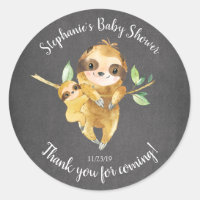 Chalkboard Sloth Baby Shower Favor Sticker