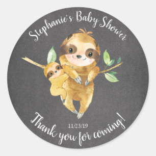 Chalkboard Sloth Baby Shower Favor Sticker