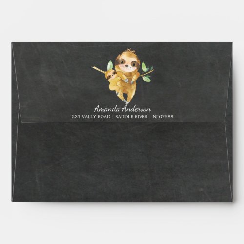 Chalkboard Sloth Baby Shower Invitation Envelope