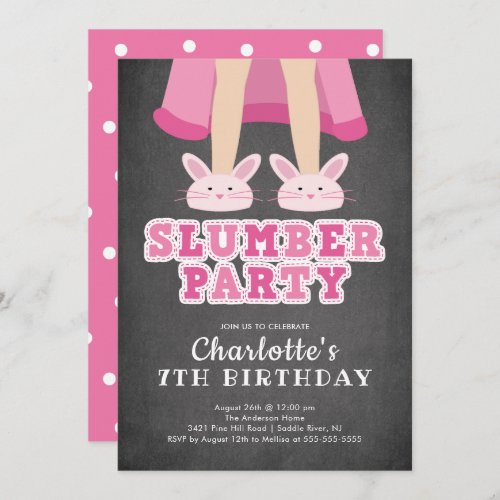 Chalkboard Slumber Pajama Birthday Invitation